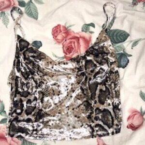 Velvet animal print crop